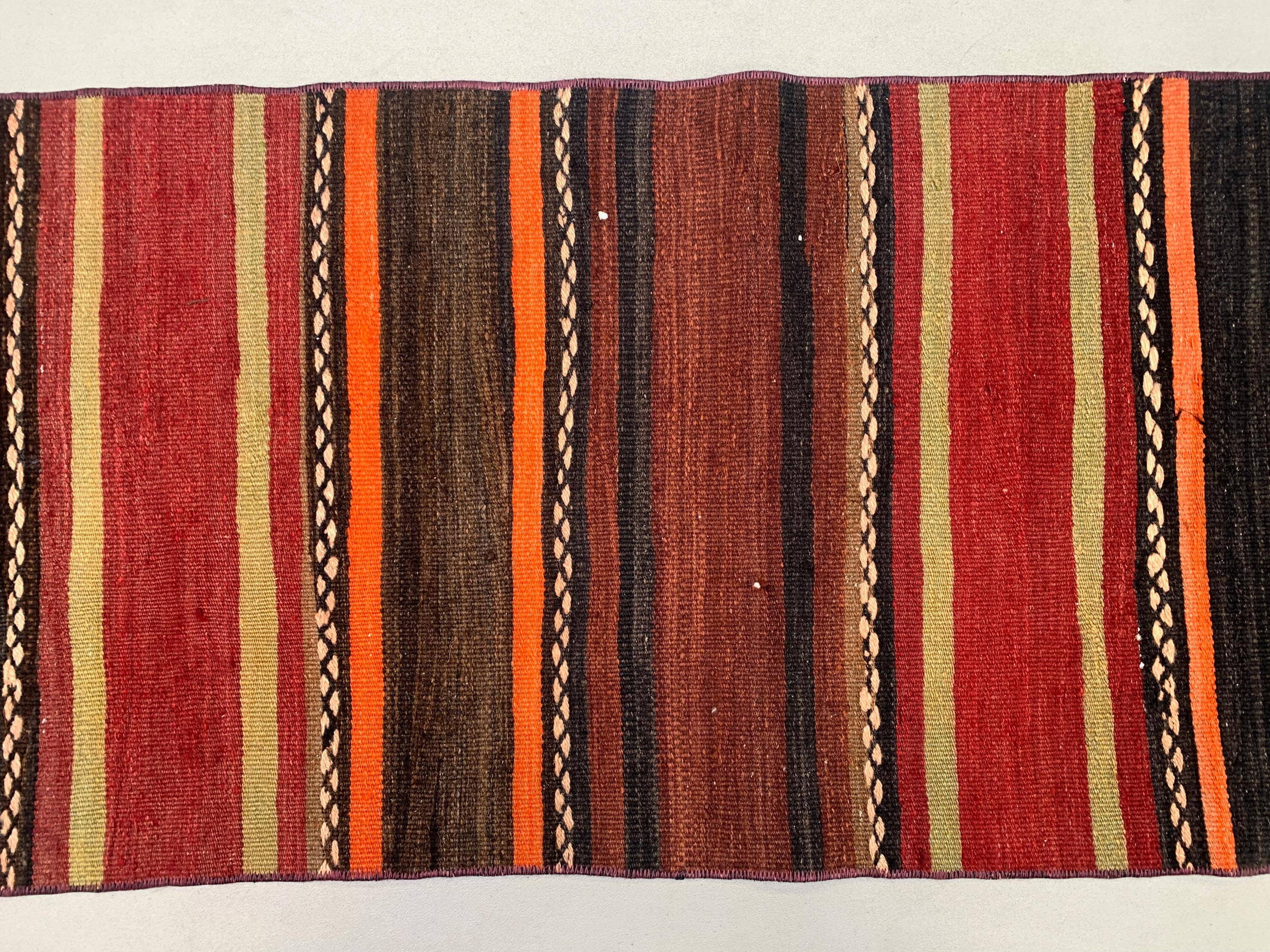 Old Turkish narrow Kilim Runner 421X53 cm shabby chic, vintage kelim