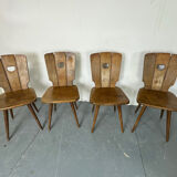 Chaises de salle à manger en chêne brutalisme vintage, années 1960, ensemble de 4.