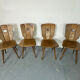 Chaises de salle à manger en chêne brutalisme vintage, années 1960, ensemble de 4.