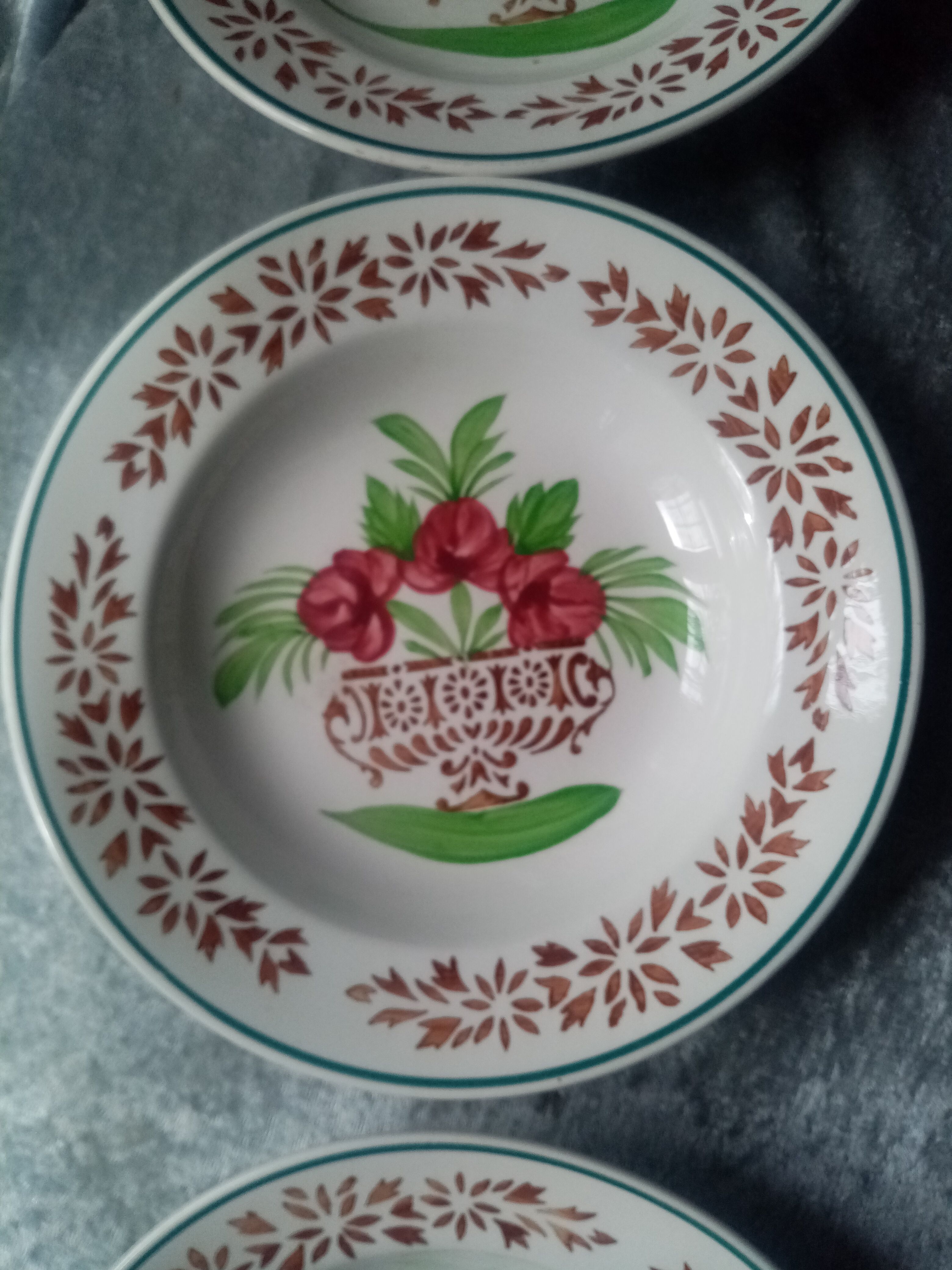 Series of 6 hollow plates digoin sarreguemines