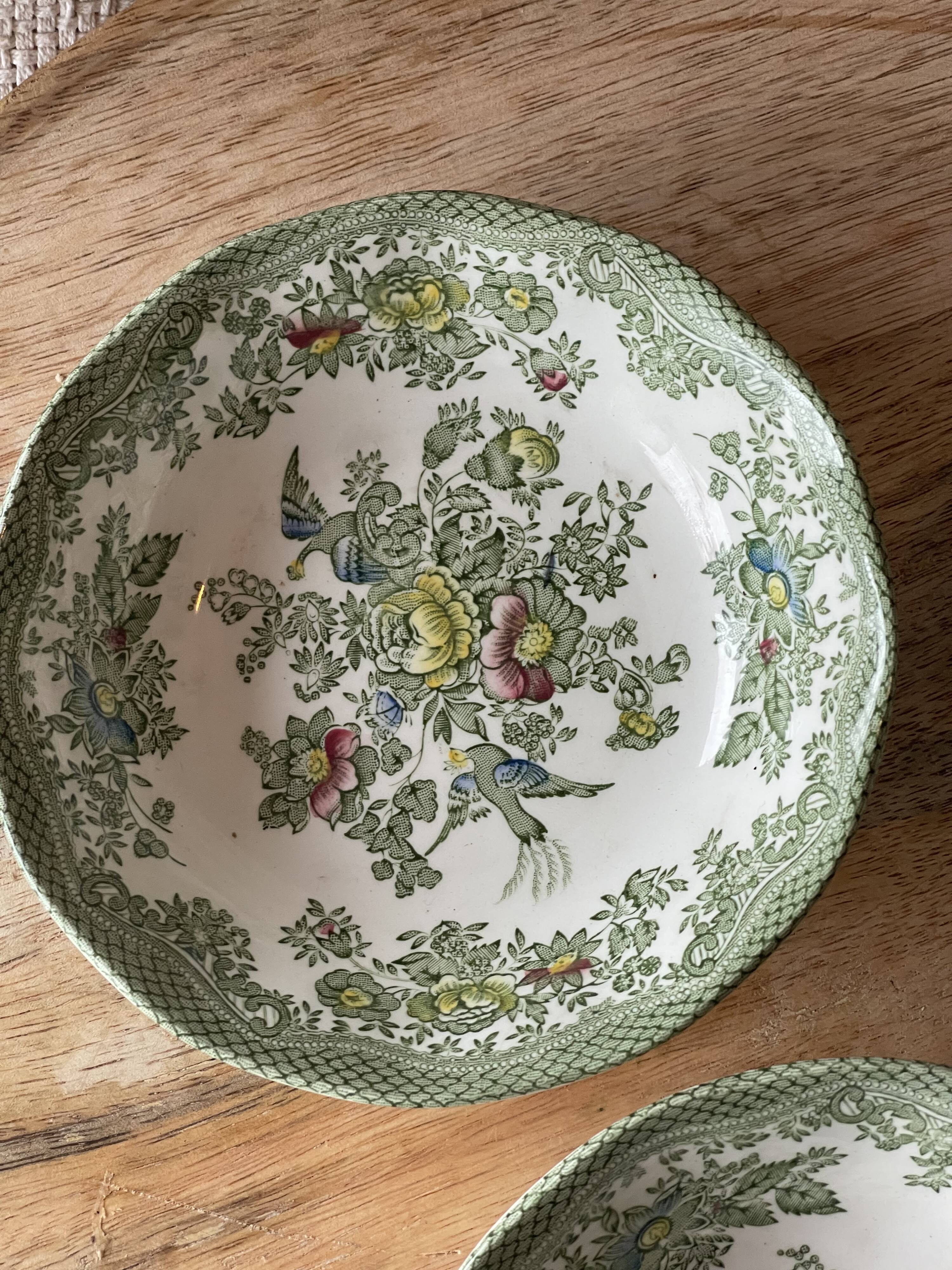 Bols vintage Enoch Wedgwood Tunstall Oriental Pheasants anglais