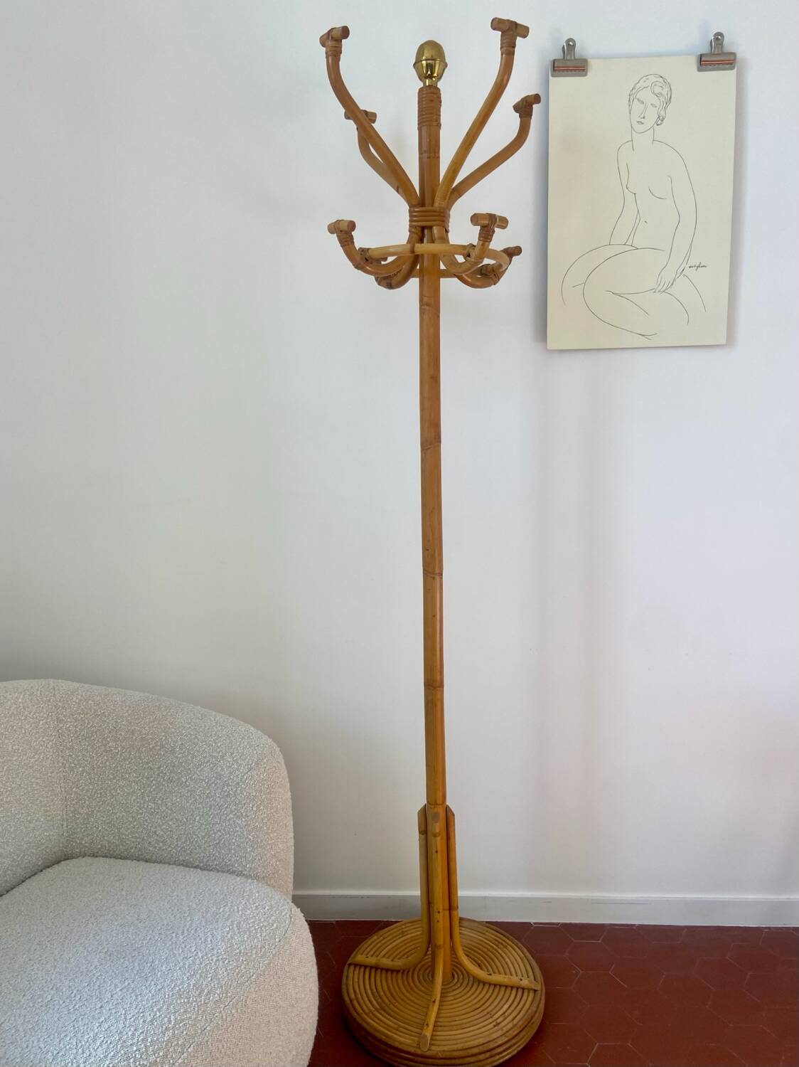 Vintage Rattan Parrot Coat Rack