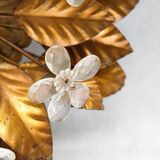 Vintage gilt metal flower-shaped wall or ceiling lamp