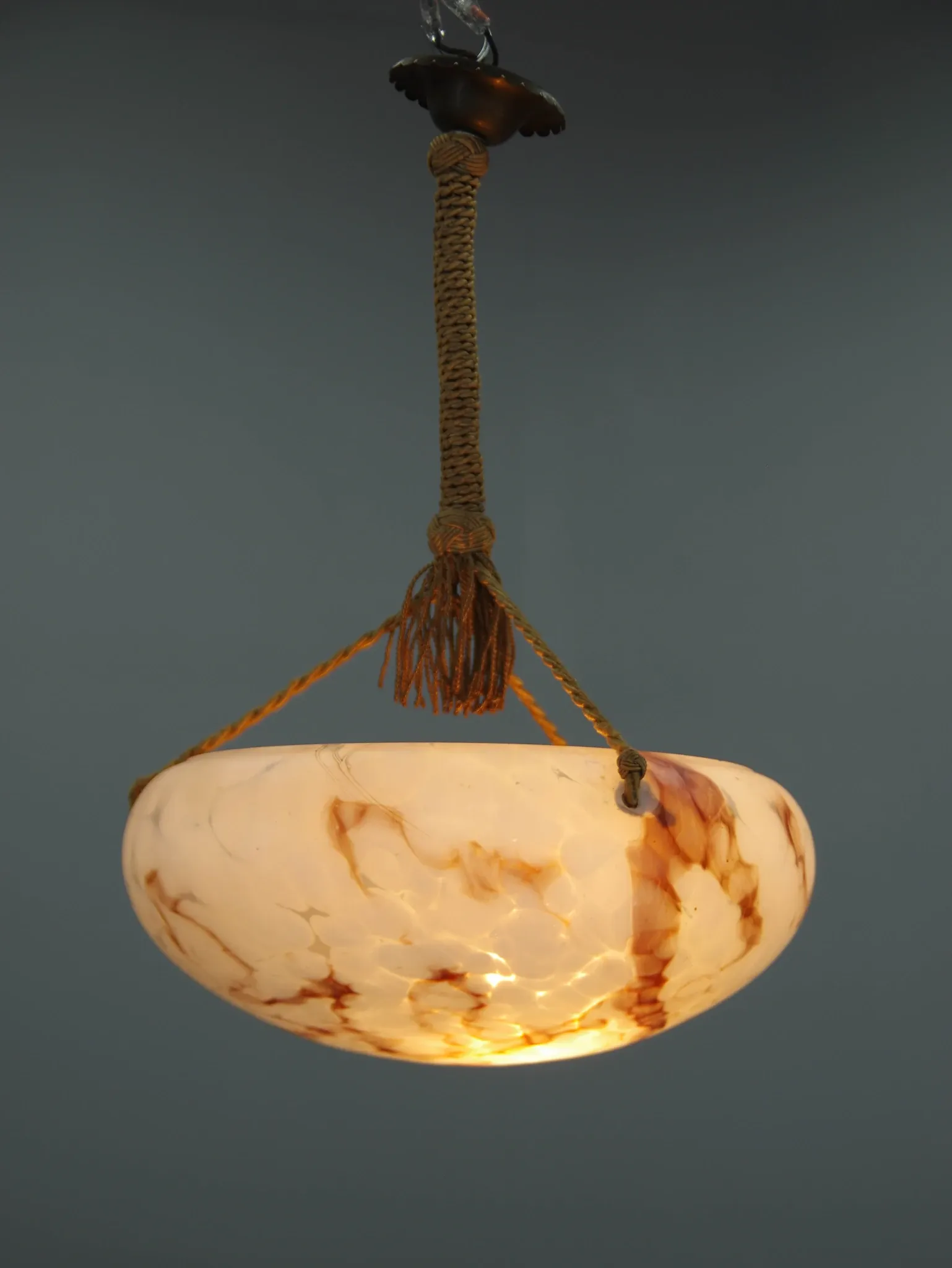 Art Nouveau Glass Pendant, Czechoslovakia, 1920s