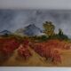 Tableau paysage automnal texturé, signé Jane