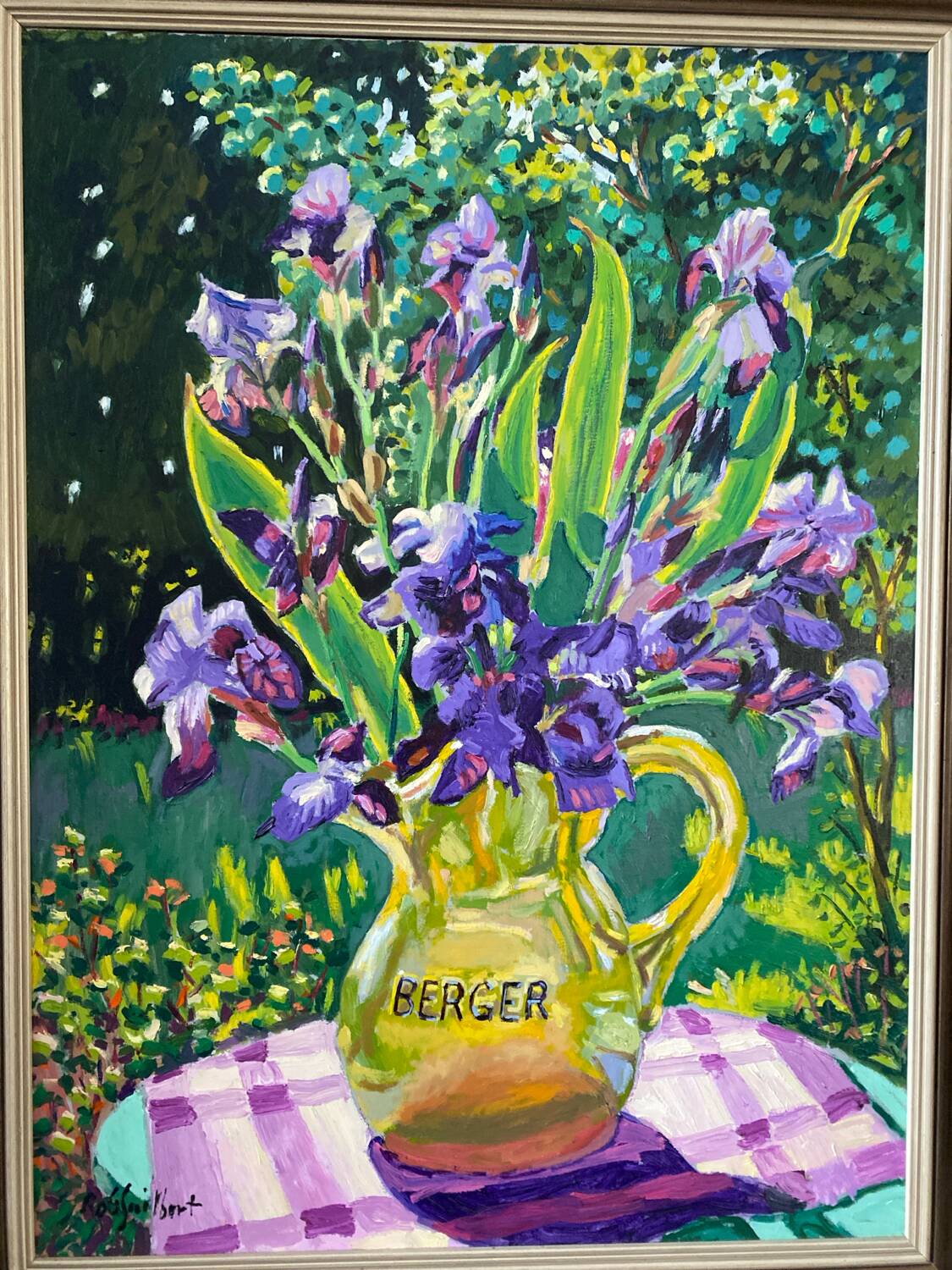 Still life with irises signed Guilbert