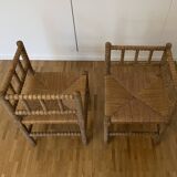 1950s turned wood corner chairs