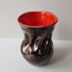 Ceramic vase Pearly black / red Free form - 60s design signed L Bro