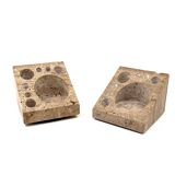 Enzo Mari, Set of 2 travertine desk organizers, Danese Italy 1970s