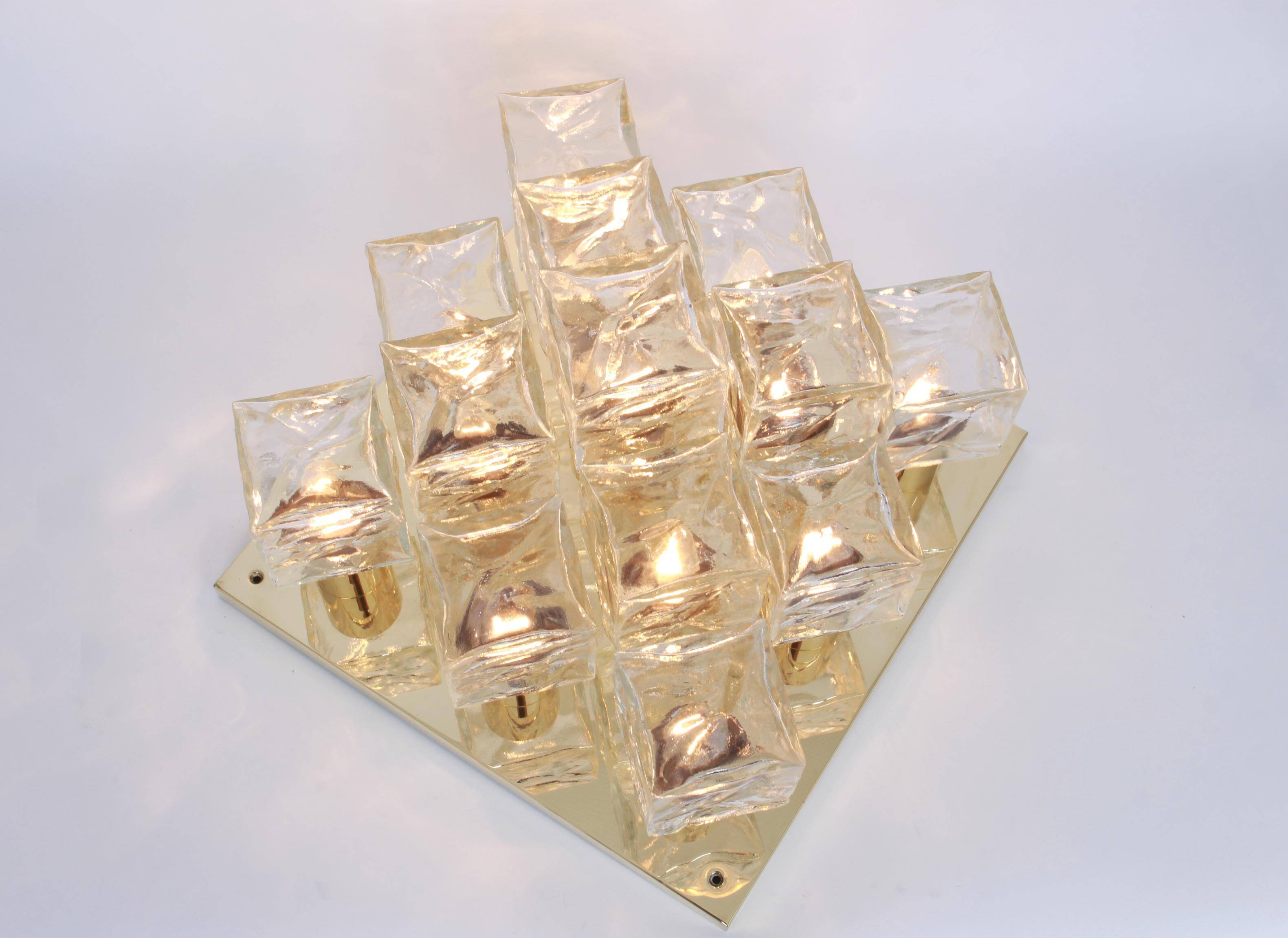 Large glass ice chandelier from Murano by Kalmar, Austria, 1960s.