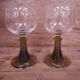 2 verres à vin style Roemer pied vert olive