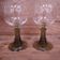2 Roemer style wine glasses with olive green stem