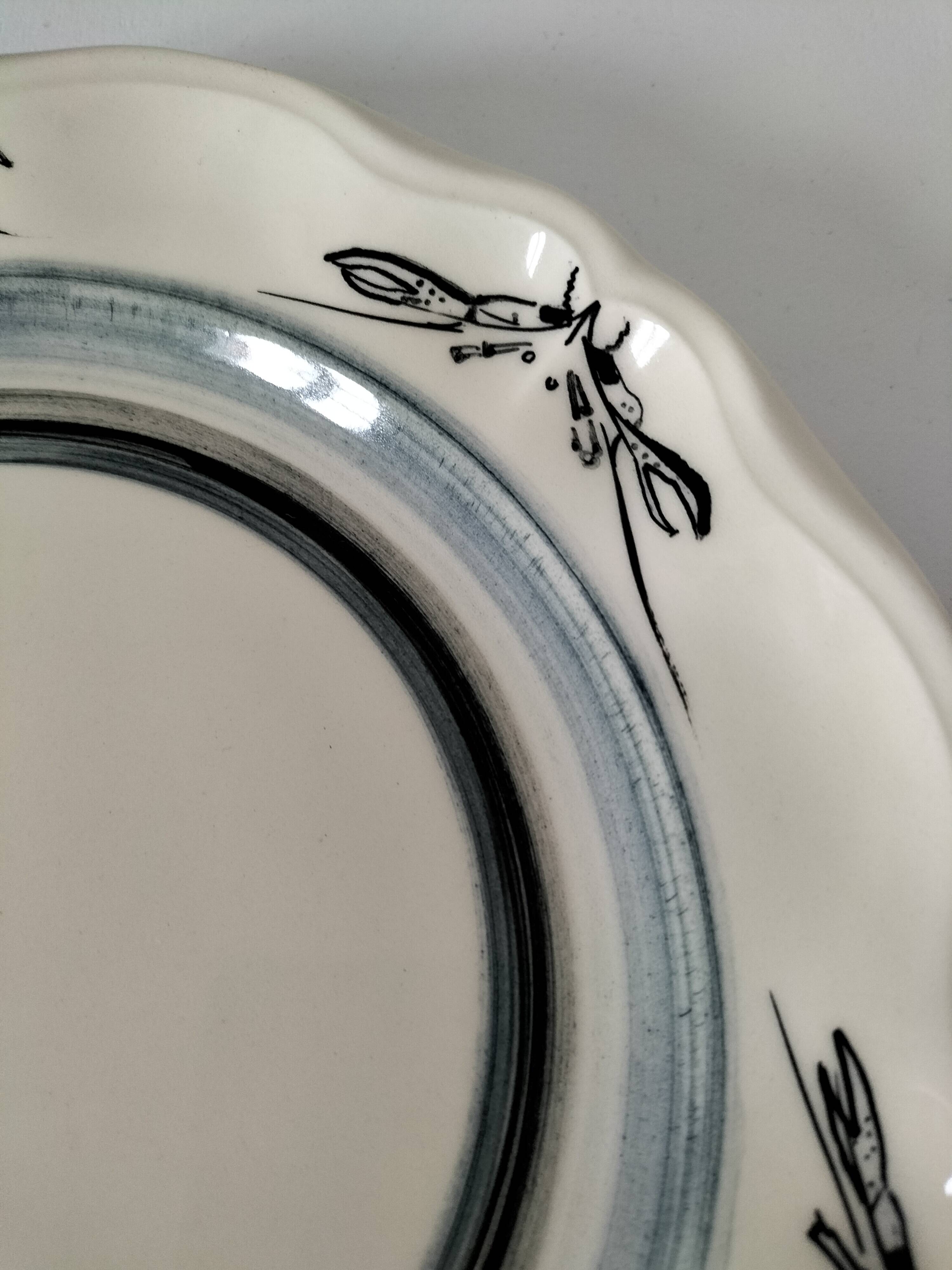Signed vintage plate – Stylized lobster design – A. Faure for JGP