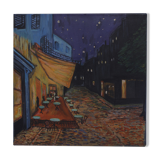 Oil on canvas painting - night town