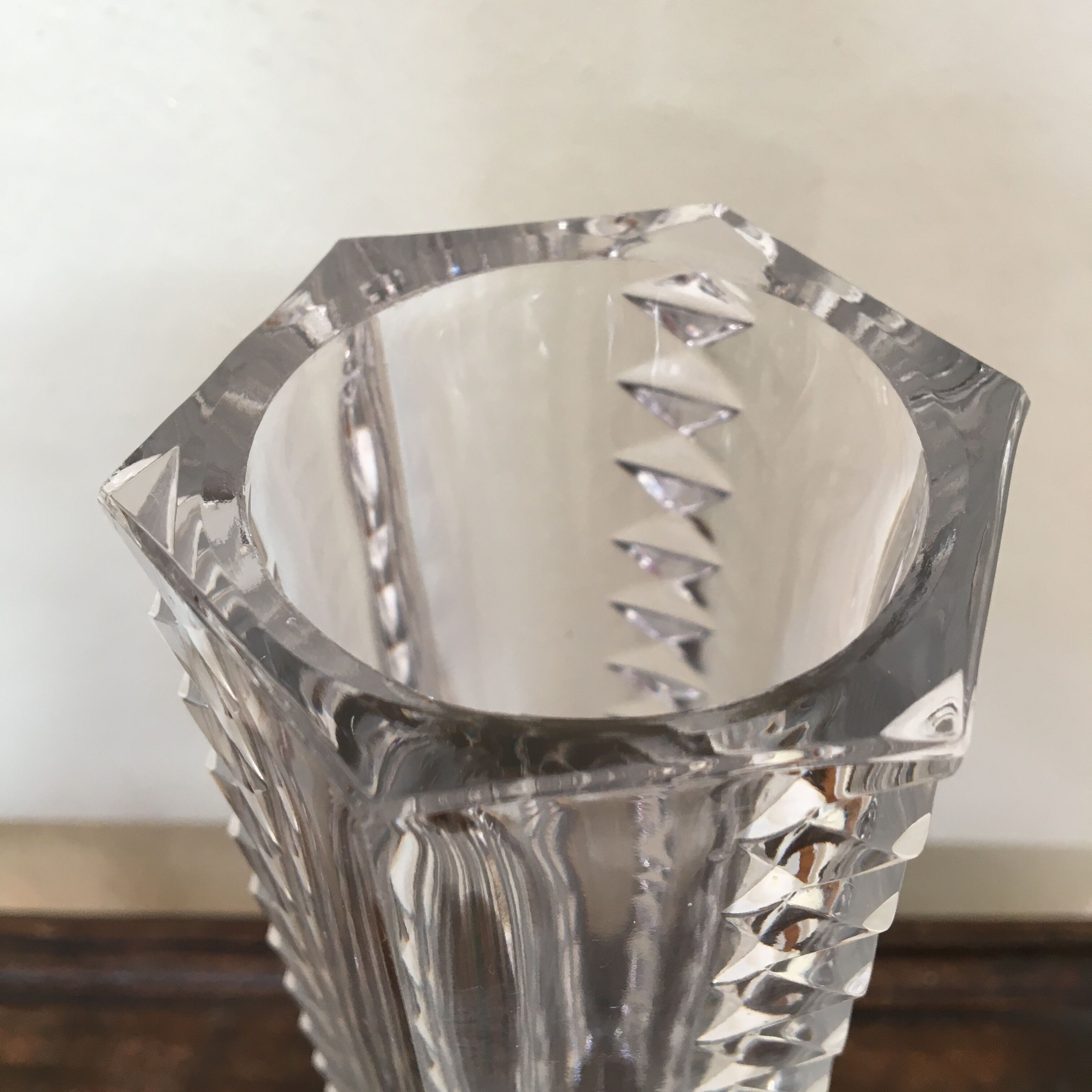 Hexagonal vase bevelled crystal