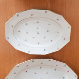 Oval dishes in floral porcelain and gold
