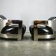 Pair of Timothy Oulton Aviator Leather and Steel Armchairs 1990s