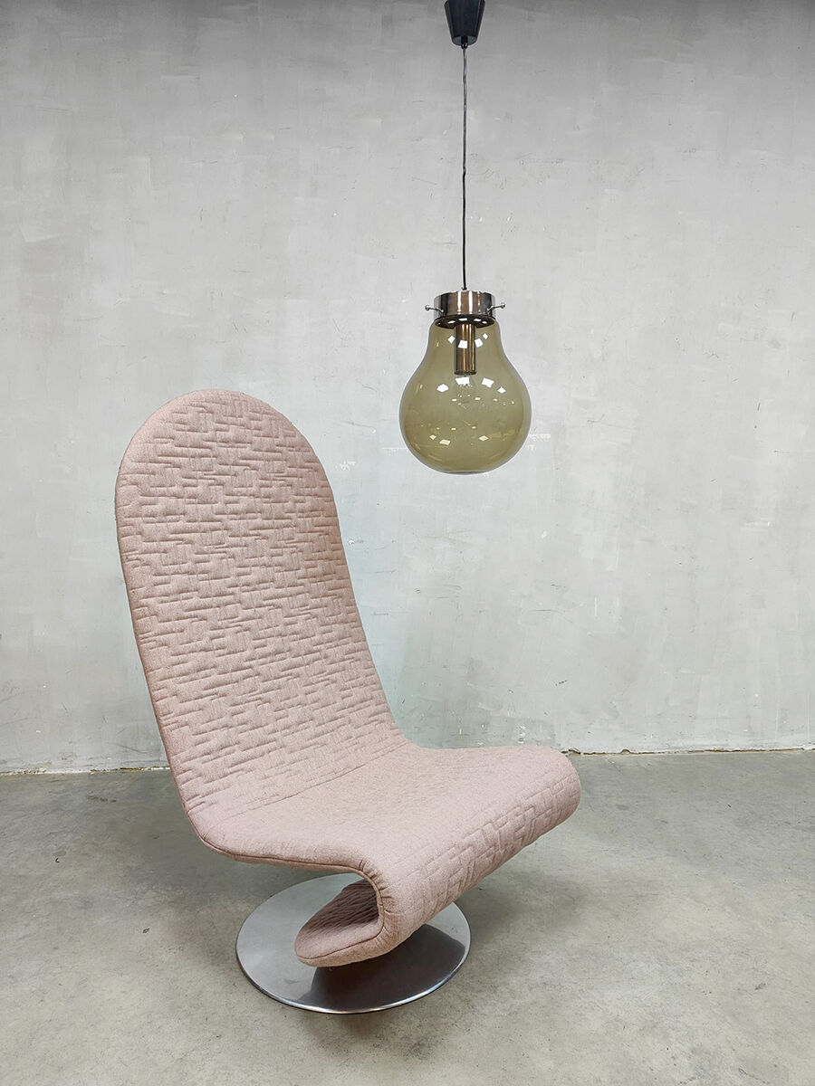 Vintage smoked glass pendant lamp hanging