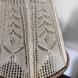 Sandstone lamp with lace shade
