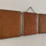 Vintage 1960s triptych barber hairdresser pumpkin mirror - 27 x 68 cm