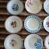 16 mismatched antique deep plates