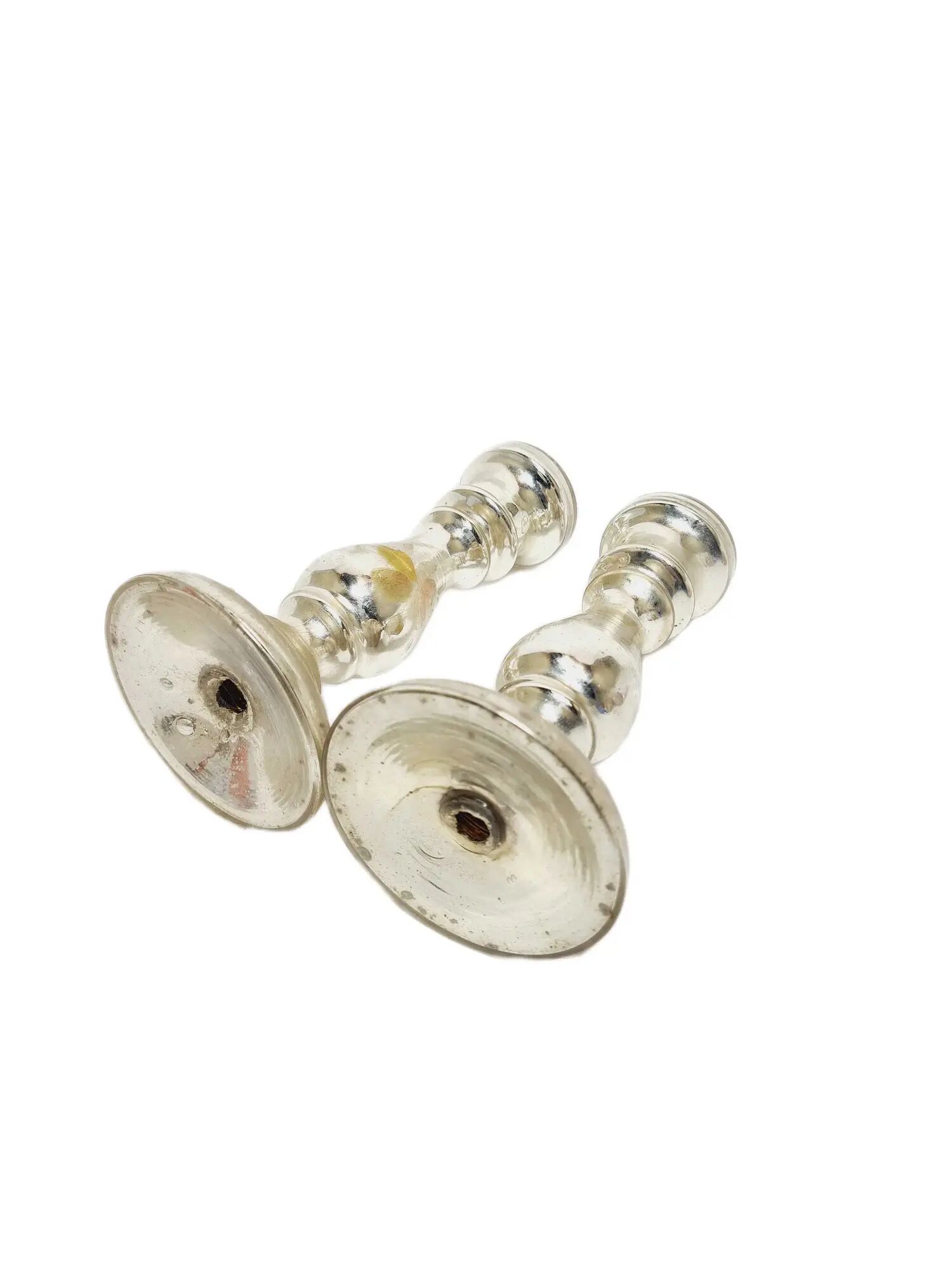 Pair of Candle Holders, Amalgam Glass