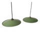 Pair of enamelled metal pendant lights
