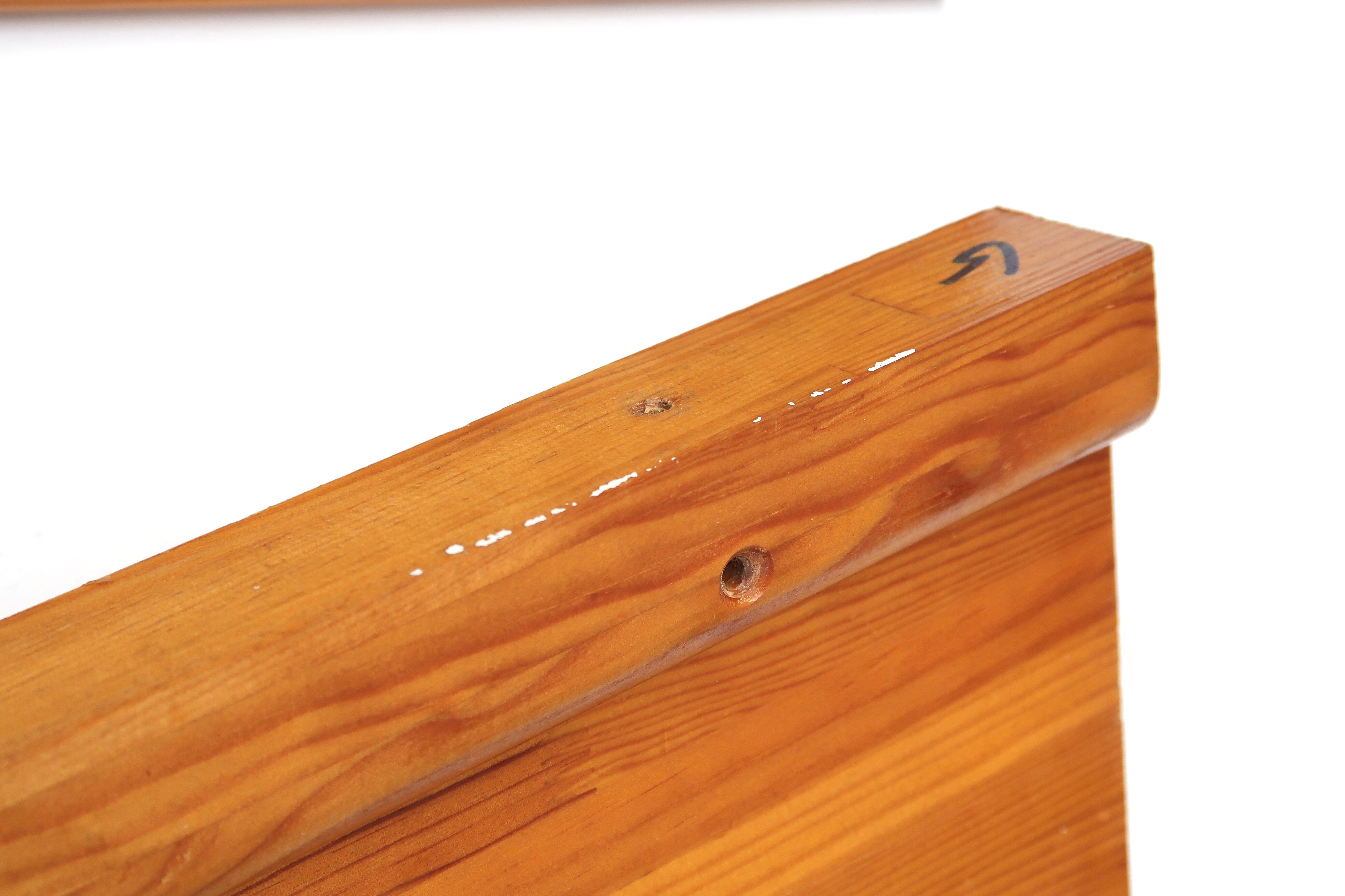 Two wall shelves in pine wood, 70s