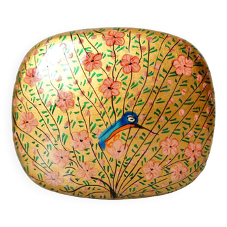 Lacquered & painted "peacock" box
