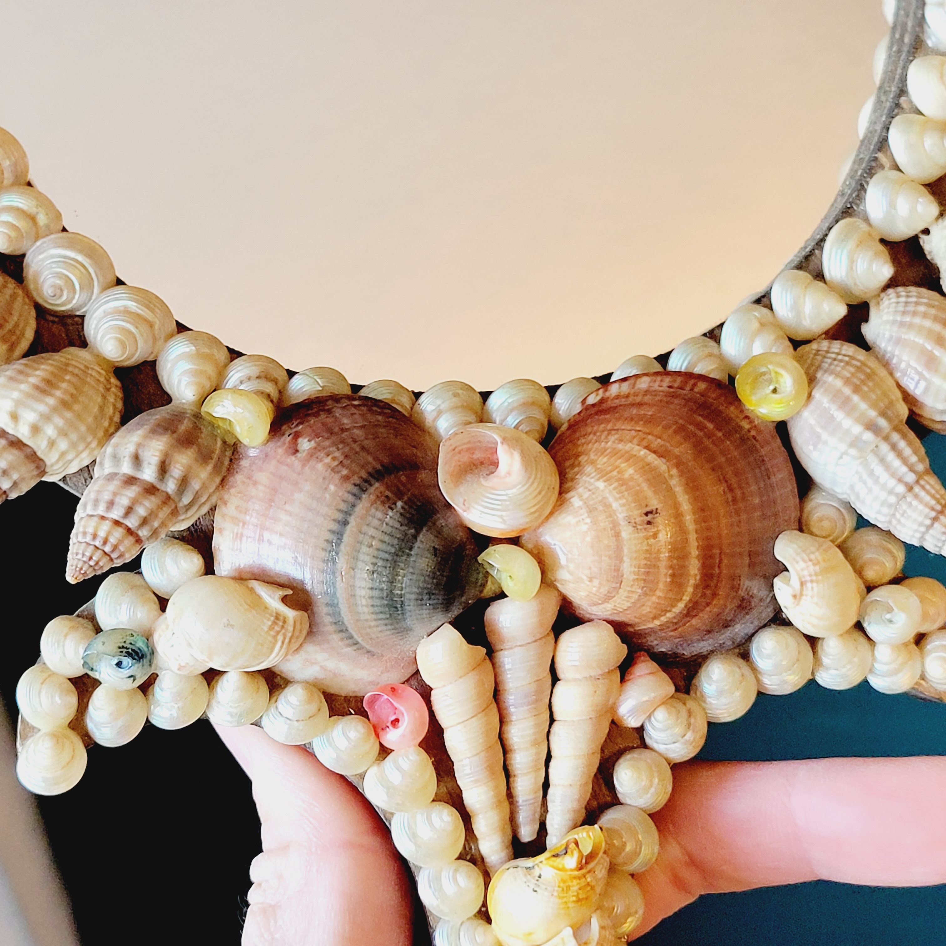 Mirror facing hand or hanging vintage shells