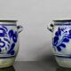 Paire de pots en grès émaillés au sel, gris et bleu