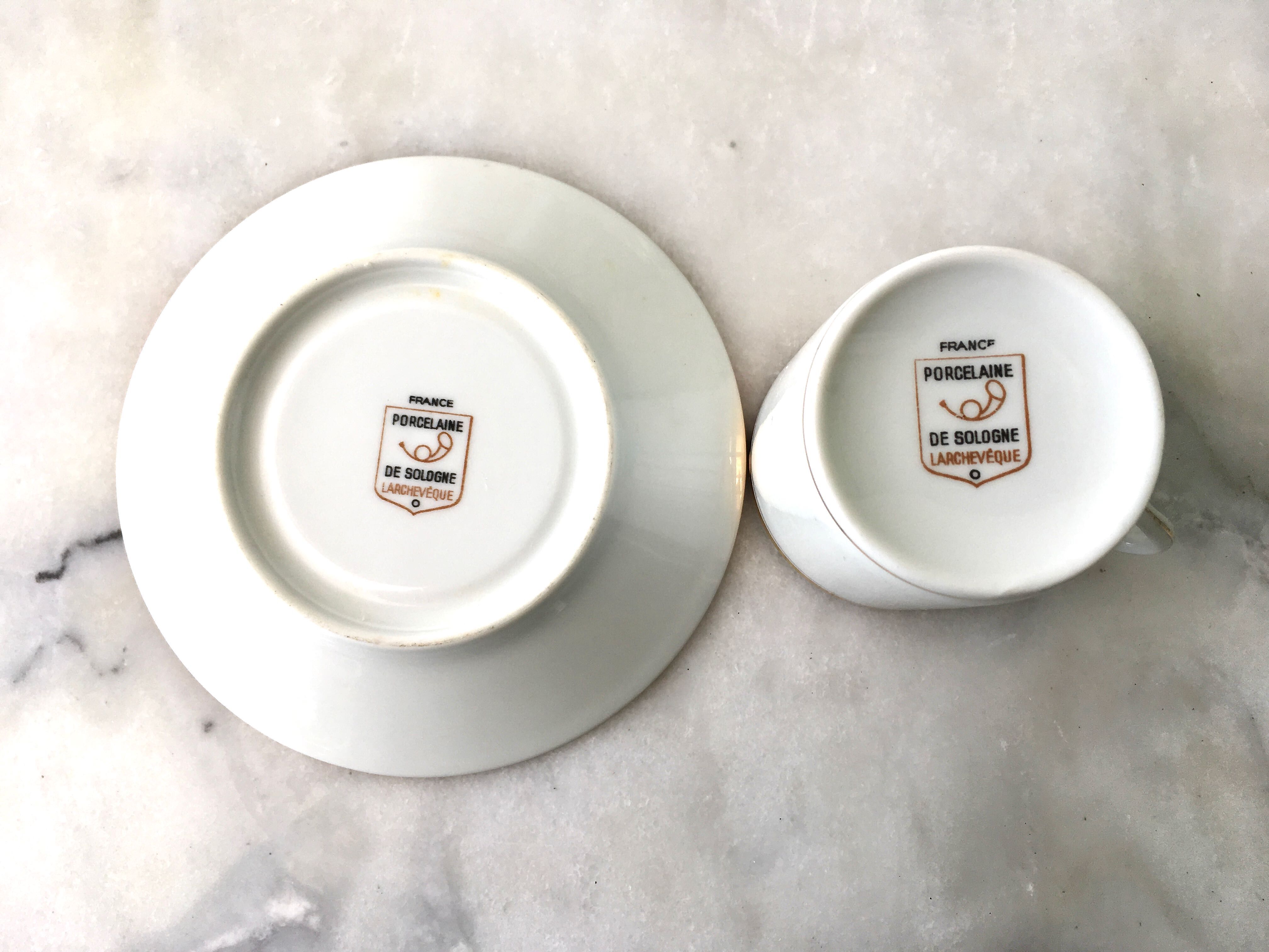 Set de 8 tasses à café en porcelaine de Sologne