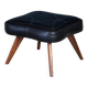 Mid-Century Teak Stool with Black Leather Seat, Denmark, 1960s