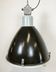 Industrial black enamel factory lamp with glass cover, 1960s