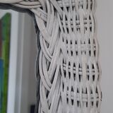 Rectangular mirror in vintage woven wicker rattan
