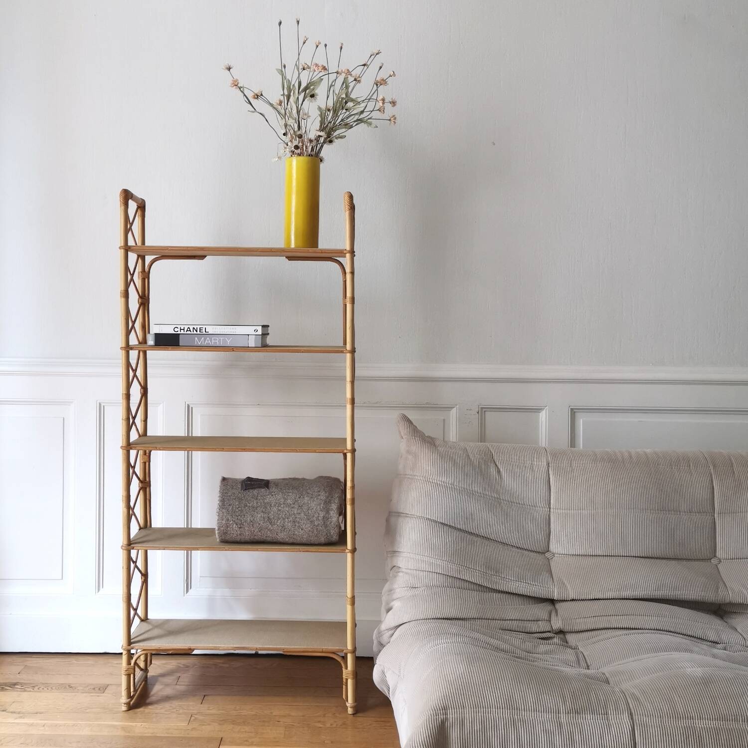 vintage rattan shelf