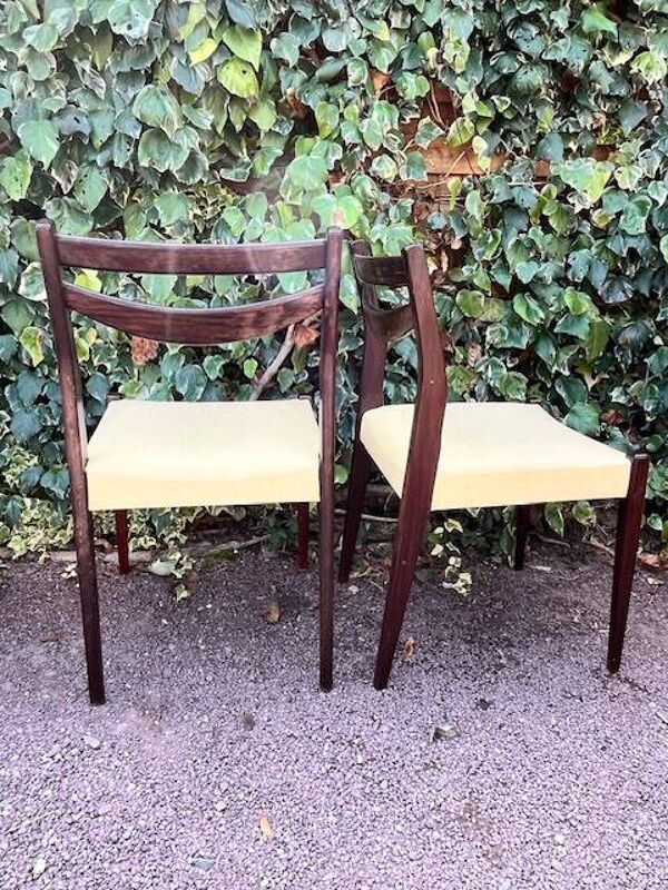 6 chaises scandinaves assise Skaï jaune pâles
