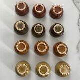 Set of 12 small multi-colored ceramic candle holders