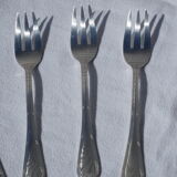 Fish service and its 6 silver-plated cutlery, crossed ribbon model