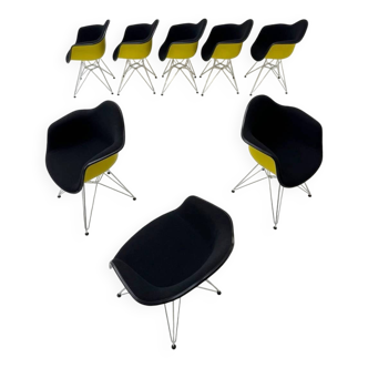 Ensemble de 9 fauteuils en plastique Vitra Eames Dar entièrement rembourrés