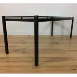 Modernist coffee table 50s black metal and glass
