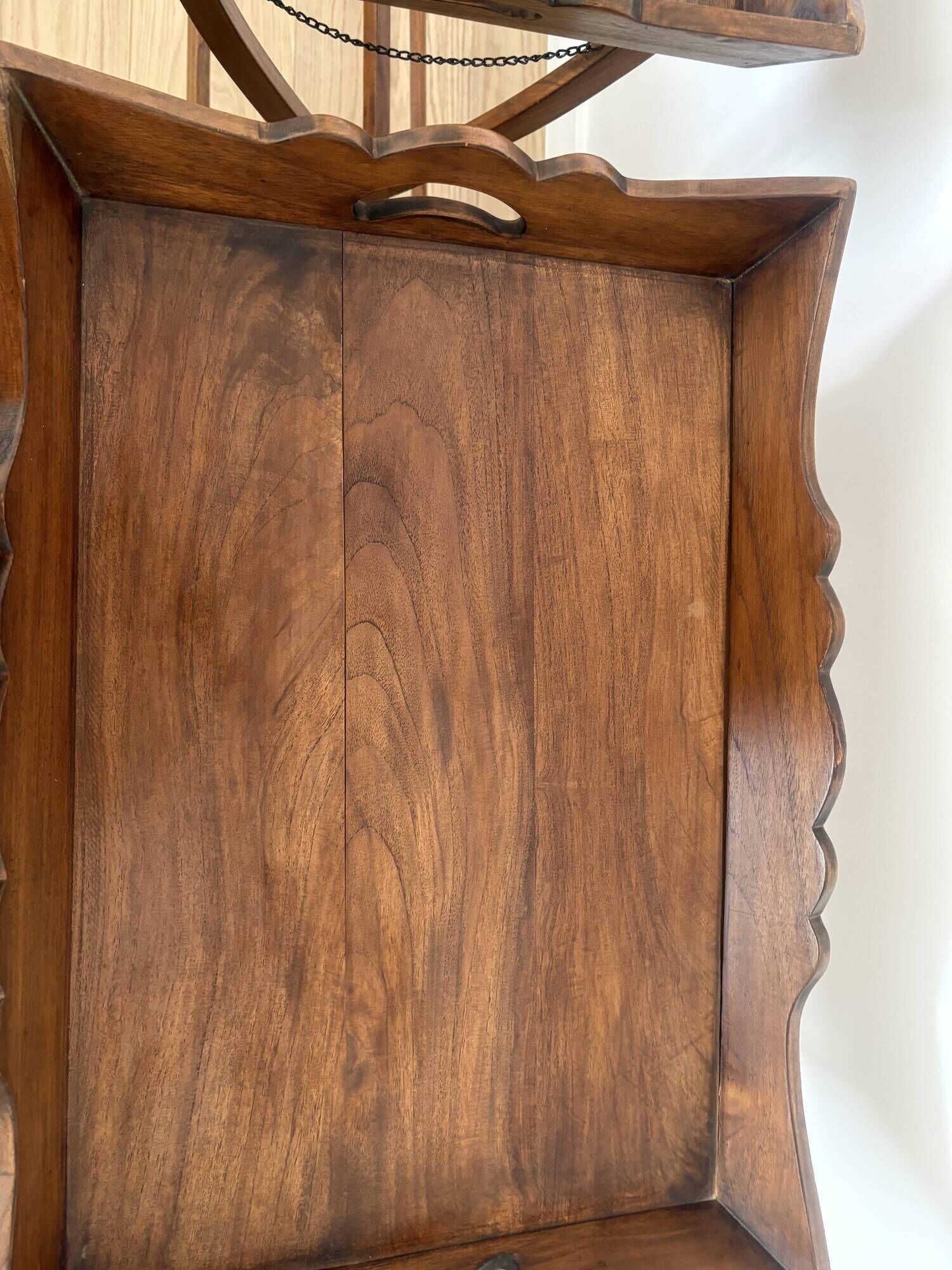 Pair of folding wooden side tables / serving tables in style
