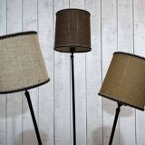 1960s floor lamp with three lights and its period lampshades.