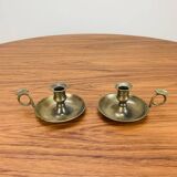 Pair of vintage brass cellar rat candlesticks