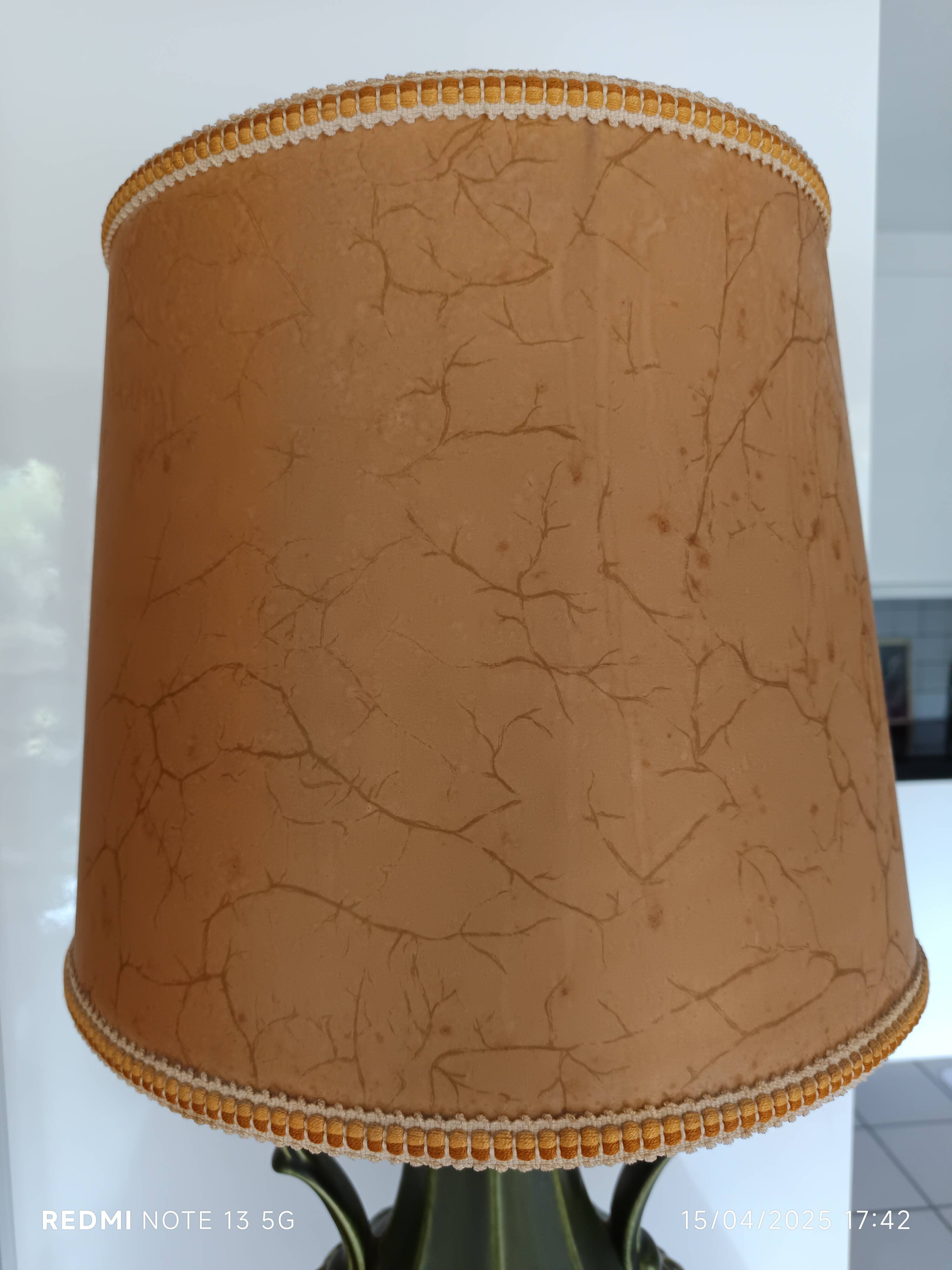 large green ceramic table lamp Bay Kéramik West Germany