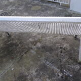 Old public wrought iron bench painted white - 50s