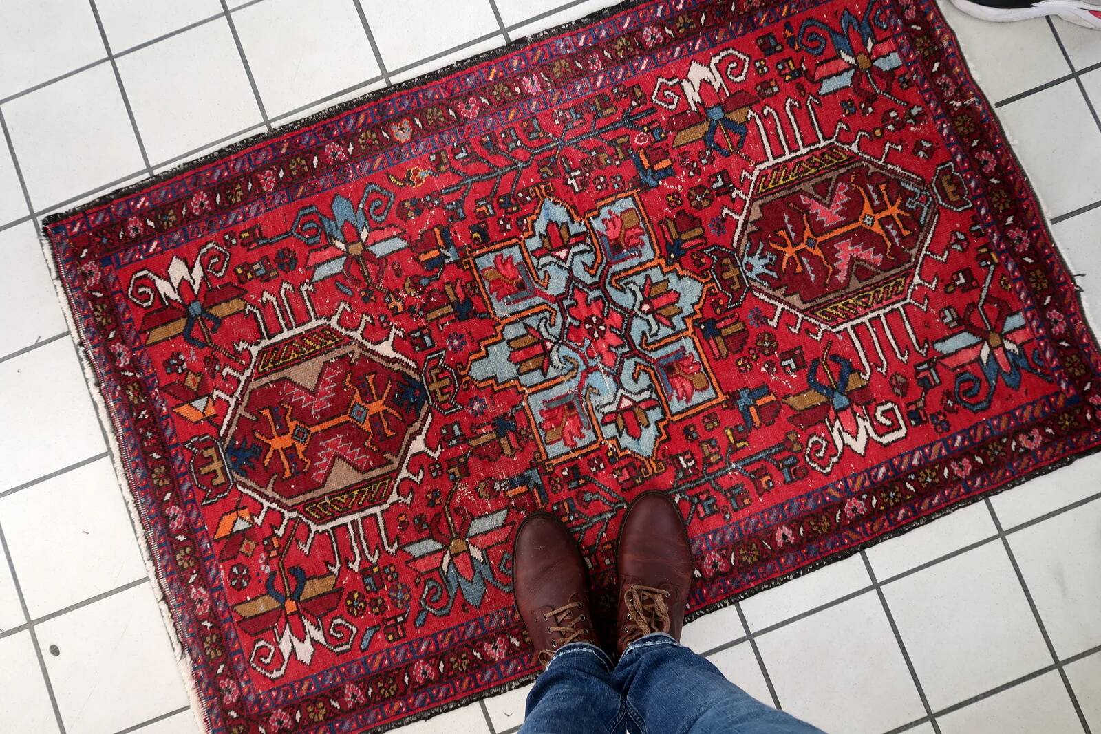 Handmade antique Persian Karajeh rug 90cm x 143cm, 1920s