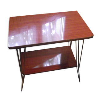 Small side table from the 60s wood and gilded metal.