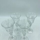 4 chiseled crystal glasses. Berlin Kusak Cut Glass Works.
