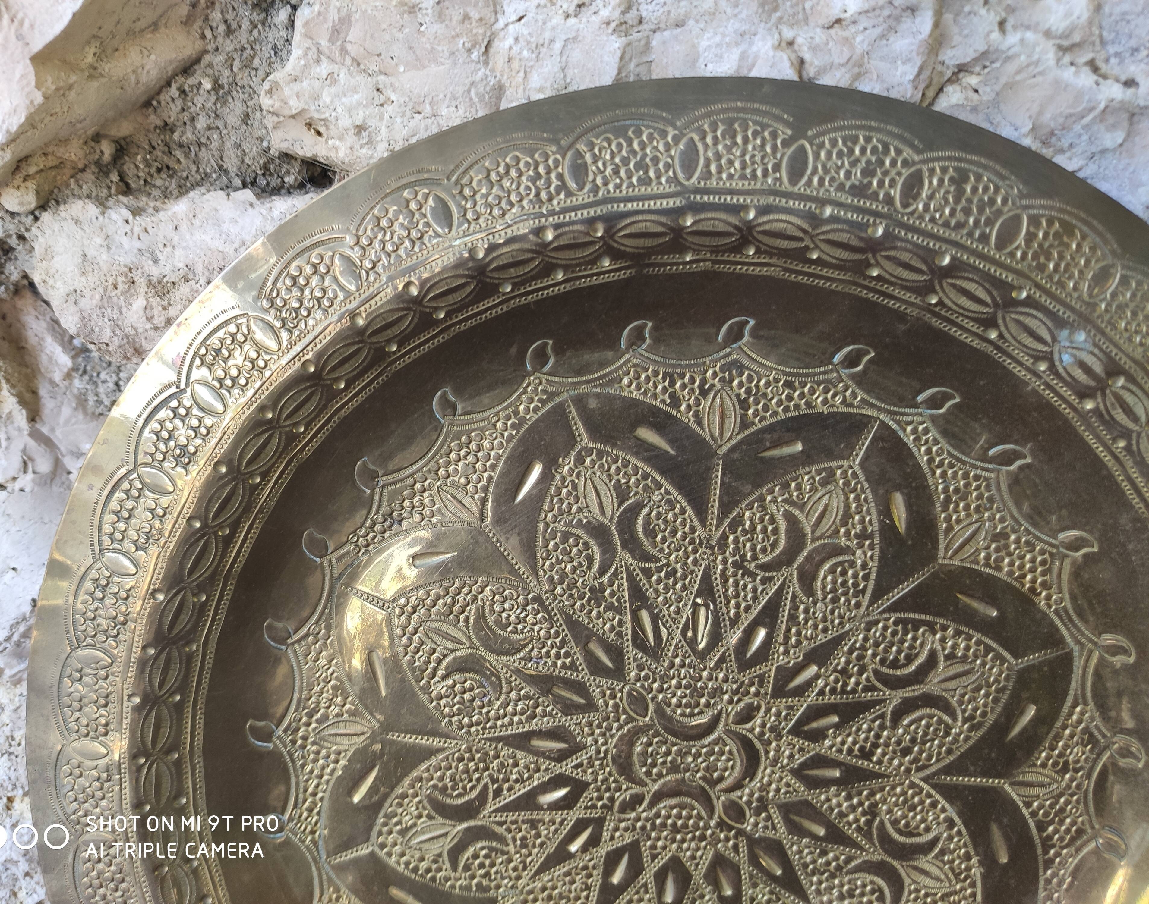 Old Moroccan brass tray